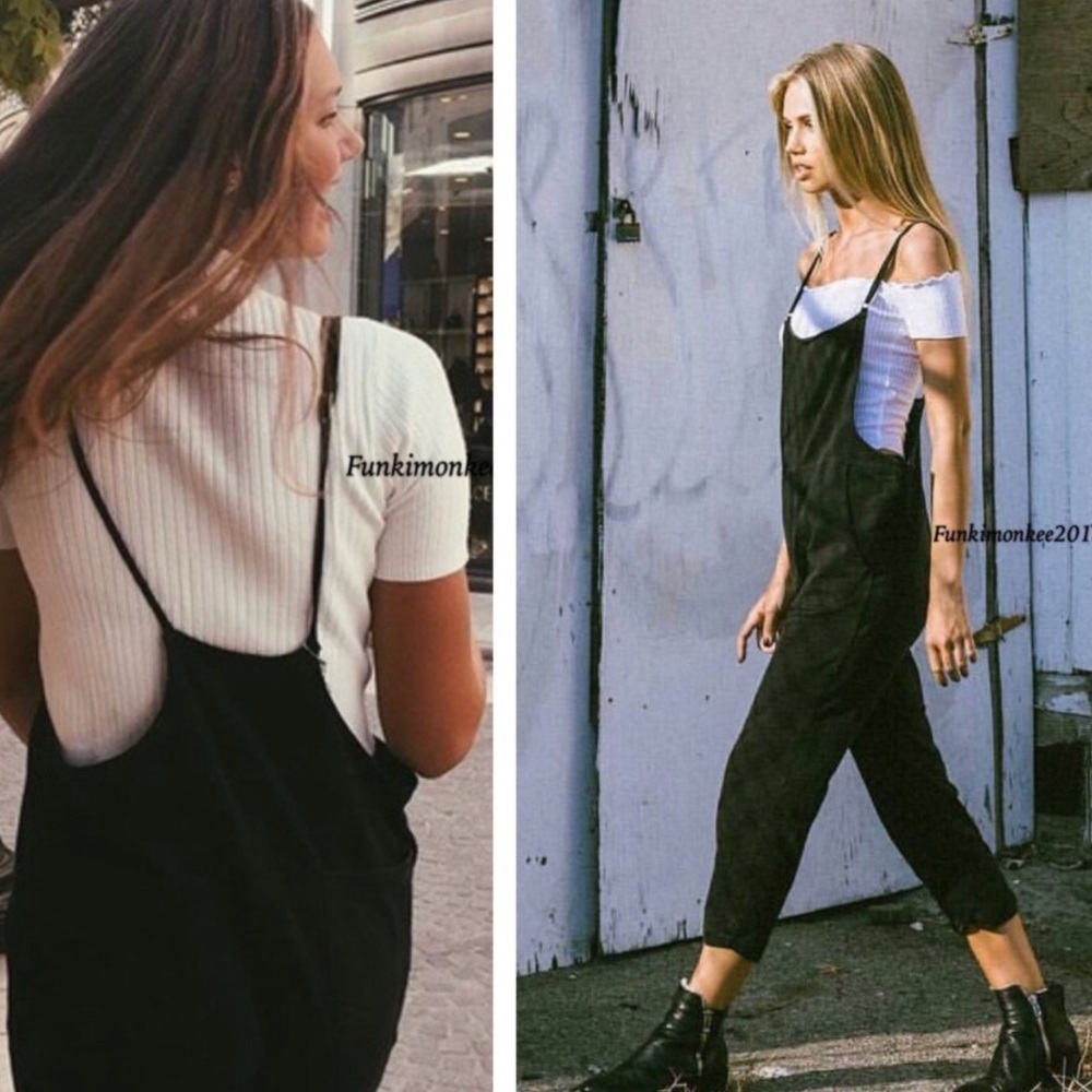 Brandy Melville black jade overalls